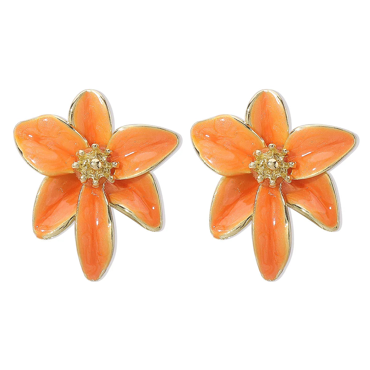 Metal Flower Colorful Drip Glaze Enamel Earrings for Women European and American Style Personality Romantic Jewelry Accessories