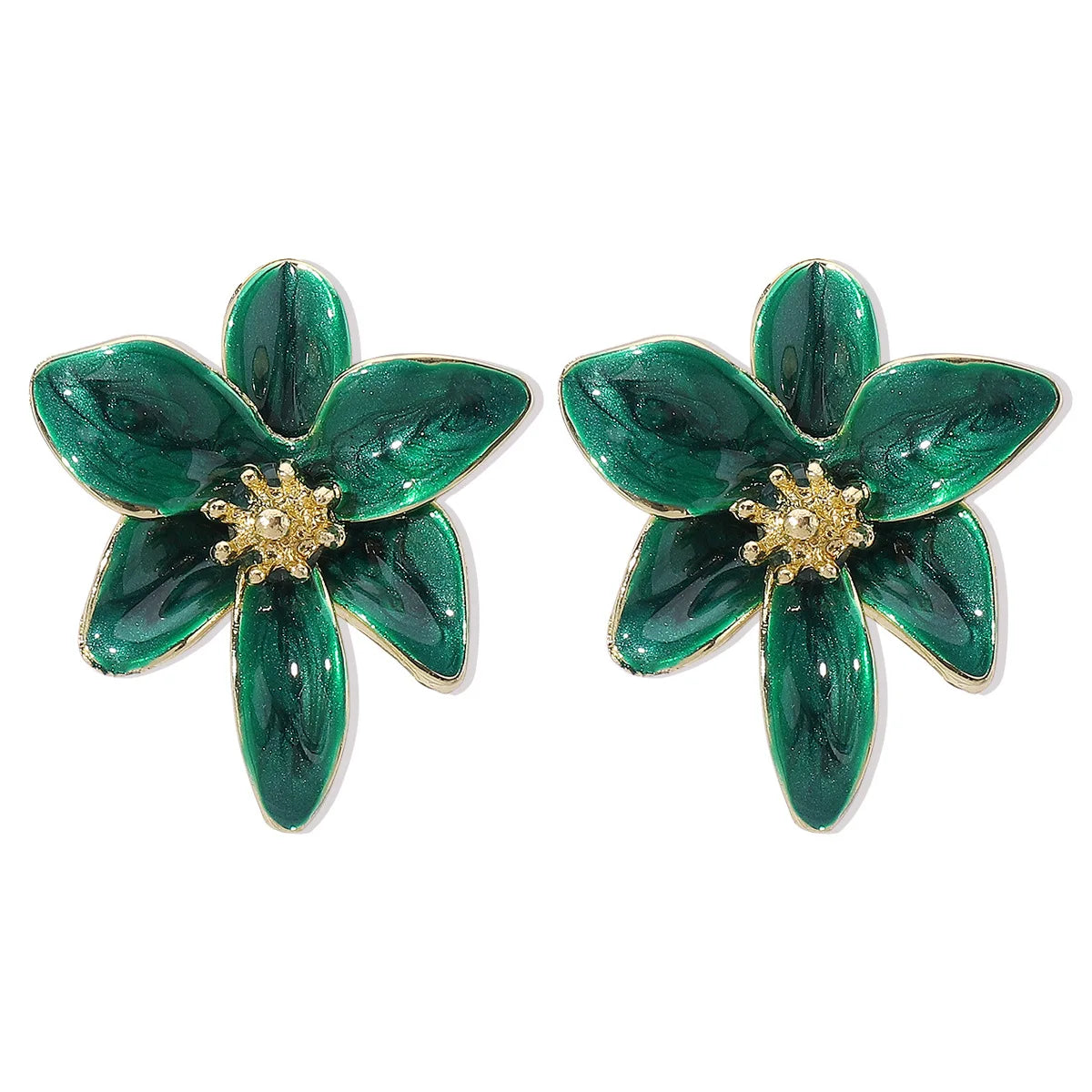 Metal Flower Colorful Drip Glaze Enamel Earrings for Women European and American Style Personality Romantic Jewelry Accessories