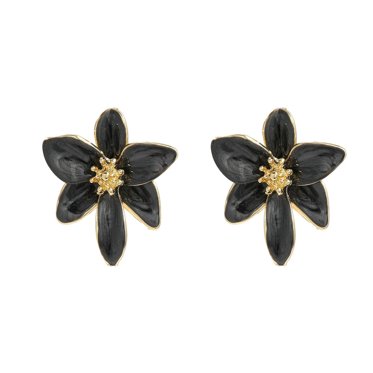 Metal Flower Colorful Drip Glaze Enamel Earrings for Women European and American Style Personality Romantic Jewelry Accessories