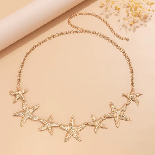 Gold Silver Color Starfish Chain Waist Chain for Woman Girl Fashion Summer Beach Party Jewelry Accessories Mother'S Day Gift